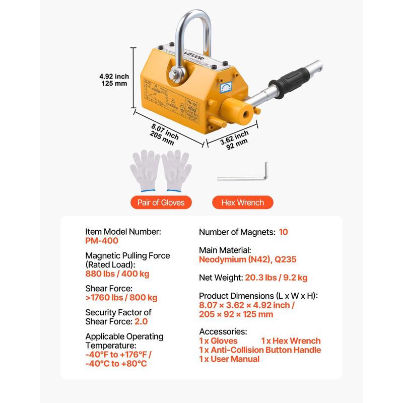 Neodymium Hoist Magnet 880 lbs - Heavy Equipment Manual のレビューと価格