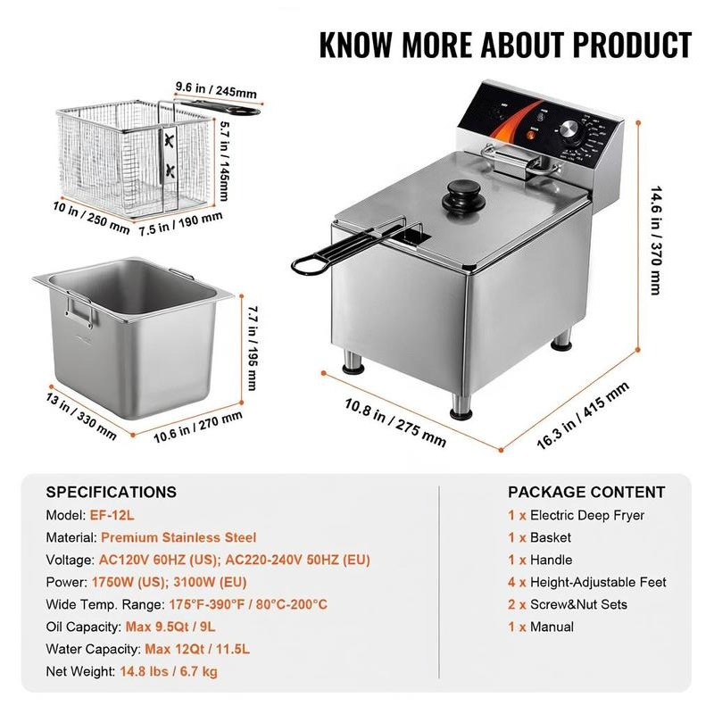 Tabletop Frying Machine 12Qt / - Heavy Equipment Kitchen のレビューと価格