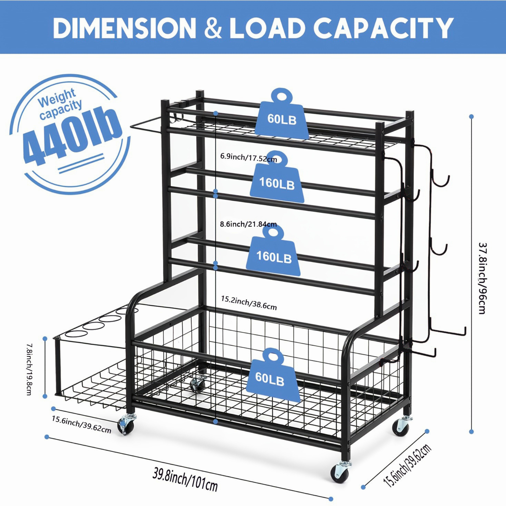 Blacksmith 4 Tier Storage Rack - Heavy Equipment Kitchen のレビューと価格
